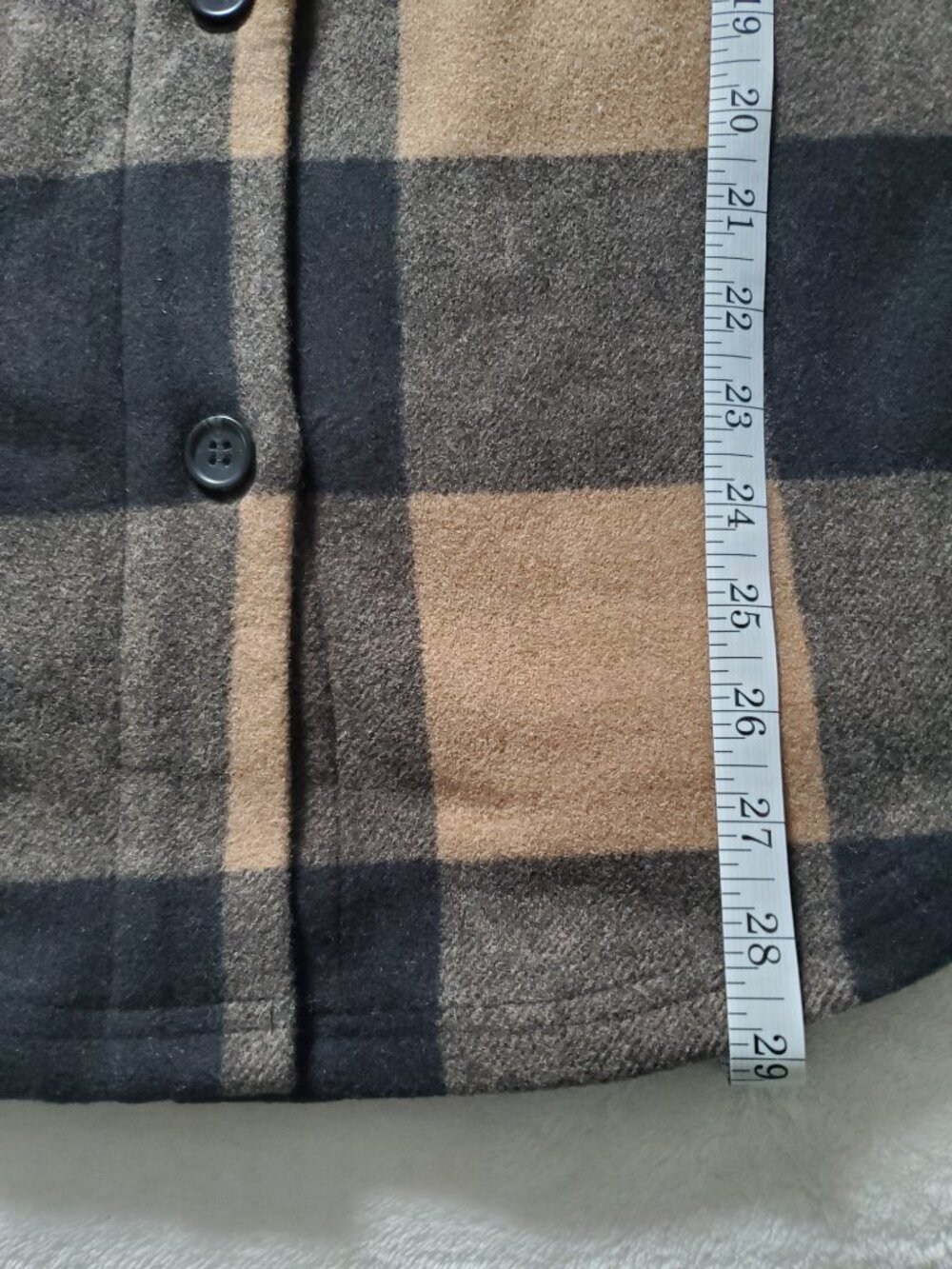 Woolx Sawyer Merino Wool Blend Shacket Caramel Black Plaid Loose Fit Small - Picture 11 of 16